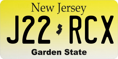 NJ license plate J22RCX