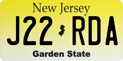 NJ license plate J22RDA