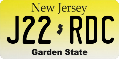 NJ license plate J22RDC