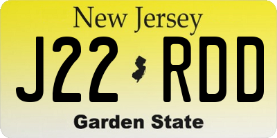 NJ license plate J22RDD