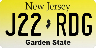 NJ license plate J22RDG