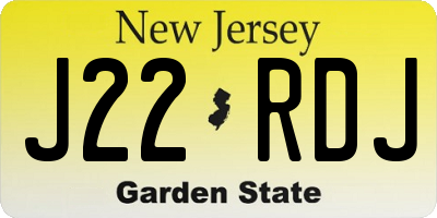 NJ license plate J22RDJ