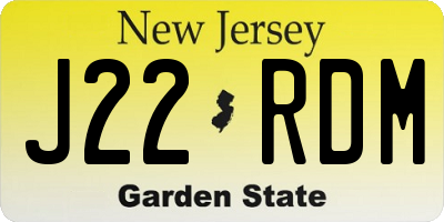 NJ license plate J22RDM