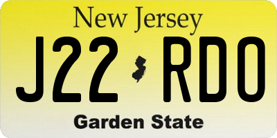 NJ license plate J22RDO