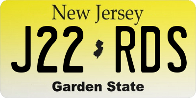 NJ license plate J22RDS