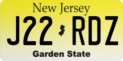 NJ license plate J22RDZ