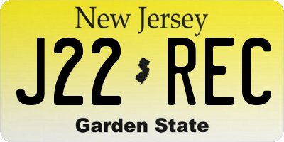 NJ license plate J22REC