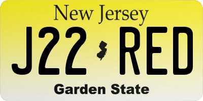 NJ license plate J22RED