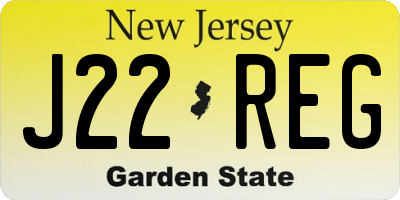 NJ license plate J22REG