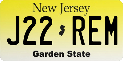 NJ license plate J22REM