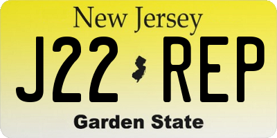 NJ license plate J22REP