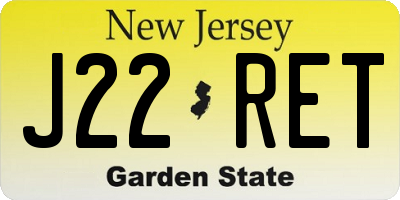 NJ license plate J22RET