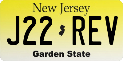 NJ license plate J22REV
