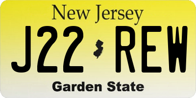 NJ license plate J22REW