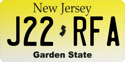 NJ license plate J22RFA