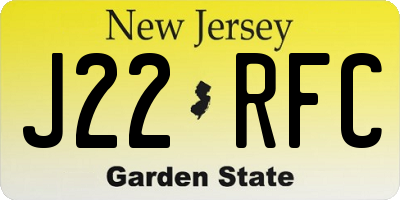 NJ license plate J22RFC