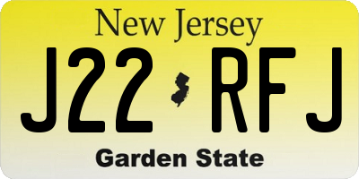 NJ license plate J22RFJ