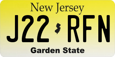 NJ license plate J22RFN