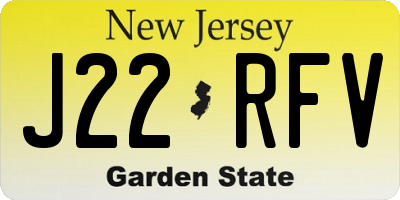 NJ license plate J22RFV