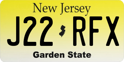 NJ license plate J22RFX
