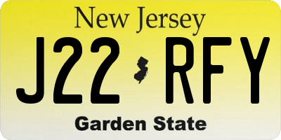 NJ license plate J22RFY
