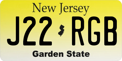 NJ license plate J22RGB