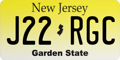 NJ license plate J22RGC