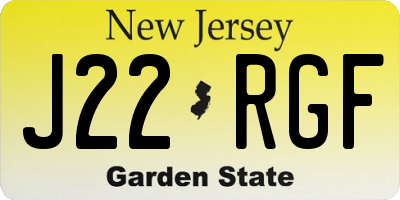 NJ license plate J22RGF