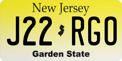 NJ license plate J22RGO