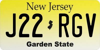 NJ license plate J22RGV