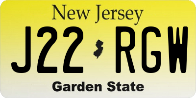 NJ license plate J22RGW