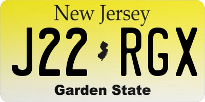 NJ license plate J22RGX