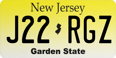 NJ license plate J22RGZ