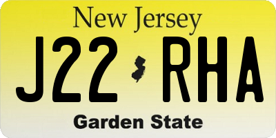 NJ license plate J22RHA