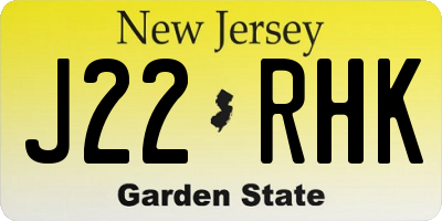 NJ license plate J22RHK
