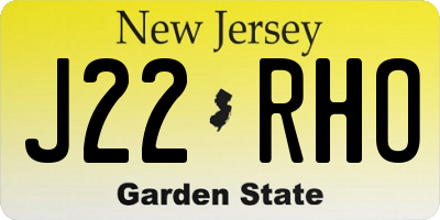 NJ license plate J22RHO