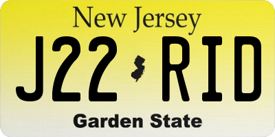 NJ license plate J22RID