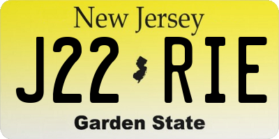 NJ license plate J22RIE