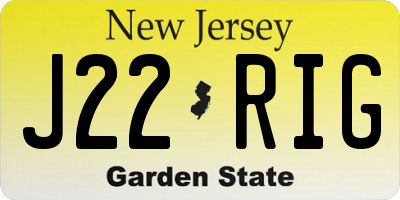 NJ license plate J22RIG