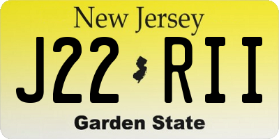 NJ license plate J22RII