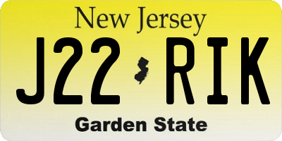 NJ license plate J22RIK