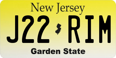 NJ license plate J22RIM