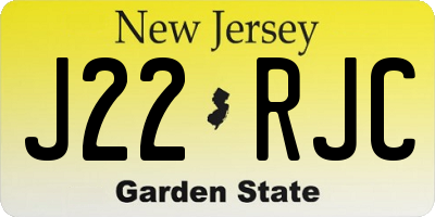 NJ license plate J22RJC