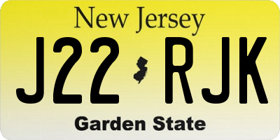 NJ license plate J22RJK