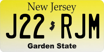 NJ license plate J22RJM