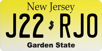 NJ license plate J22RJO