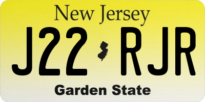 NJ license plate J22RJR