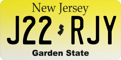 NJ license plate J22RJY