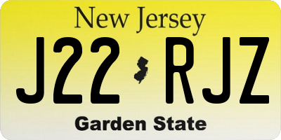 NJ license plate J22RJZ