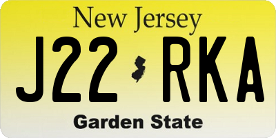 NJ license plate J22RKA